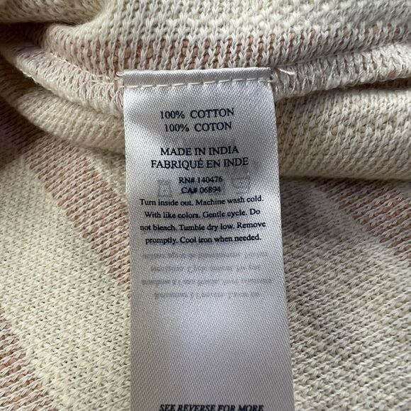 Faherty Day tripper Hoodie Striped Neutral Cotton Oversized Women's Size S Small - Picture 4 of 11